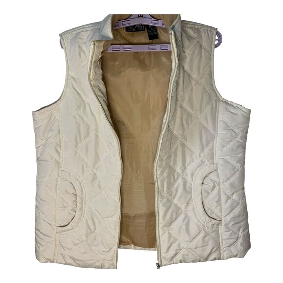 Jane Ashley Vest XL Winter White QuiltedPuffer Front Zip Insulated Relaxed Fit - Picture 7 of 16